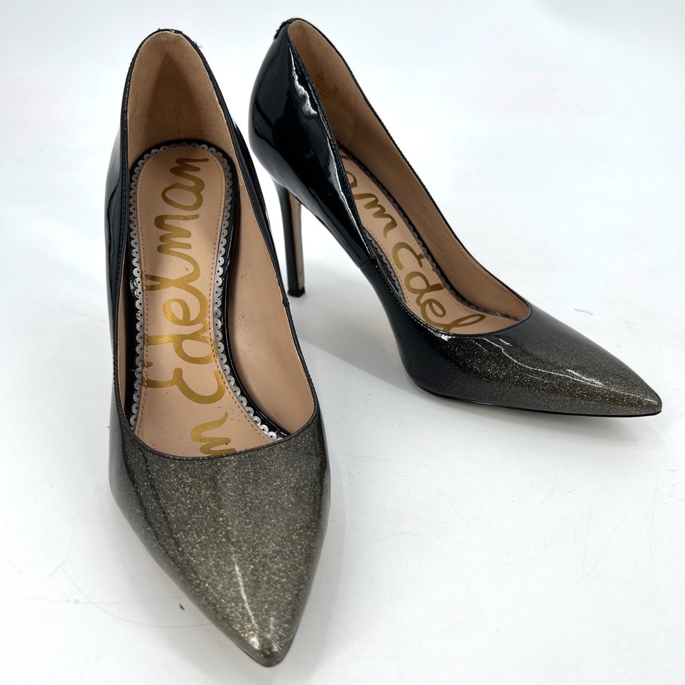 Sam‎ Edelman Hazel Stiletto Pumps Ombre Glitter Black & Gold Size 10 Pointed Toe